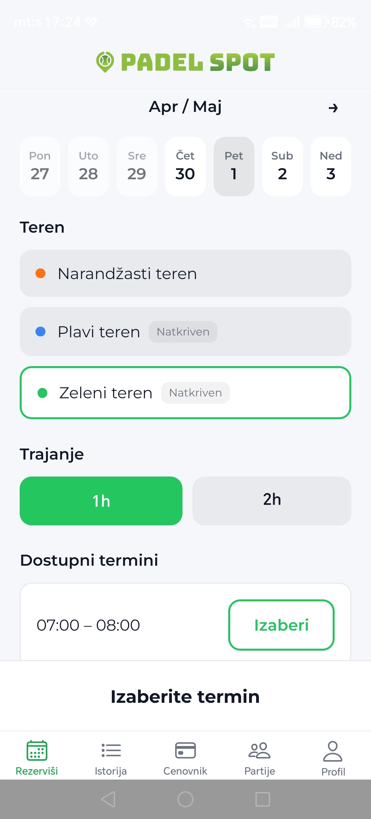 Slika ekrana mobilne aplikacije 1